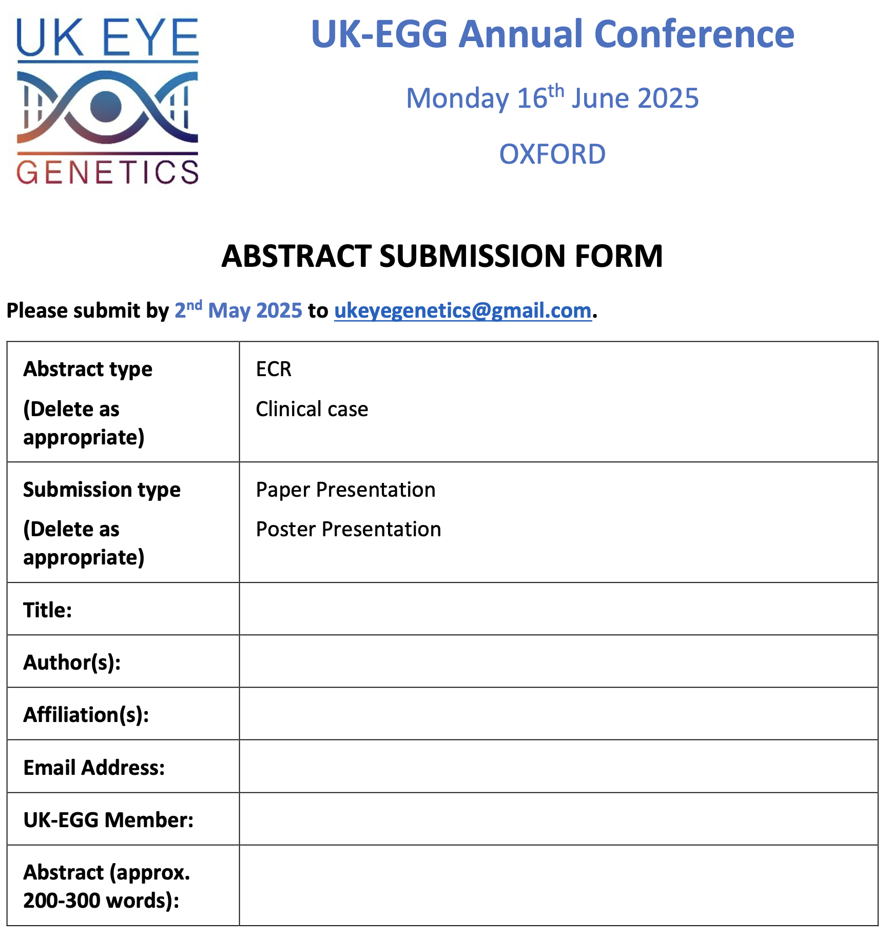 Abstract Submission Form 2025-01 | UK EGG - The UK Eye Genetics Group
